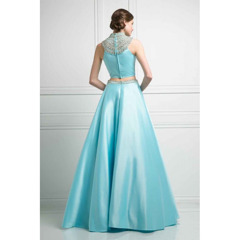 Beaded 2 Piece Satin A - Line Dress by Cinderella Divine -CK67