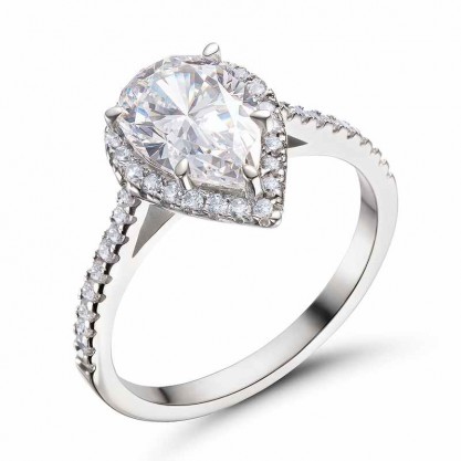 Halo Pear Cut 925 Silver Engagement Rings