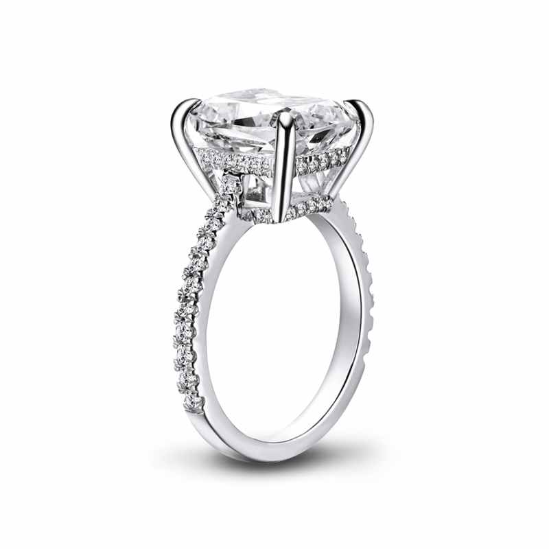 Halo Side Stones Cushion Cut 925 Silver Engagement Rings