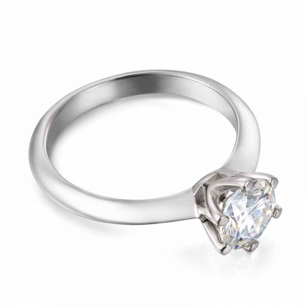 Solitaire Round Cut 925 Silver Promise Rings