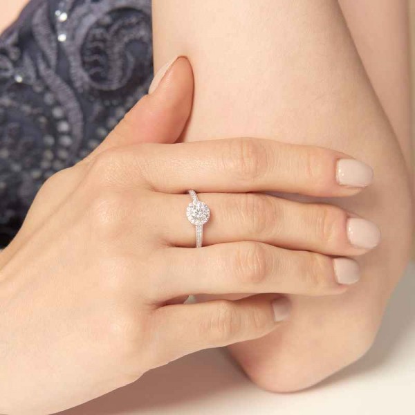 Side Stones Vintage Round Cut 925 Silver Promise Rings