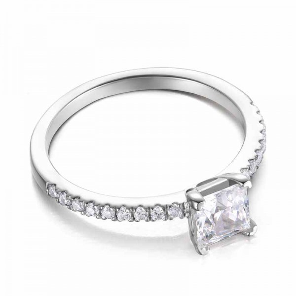 Side Stones Cushion Cut 925 Silver Engagement Rings