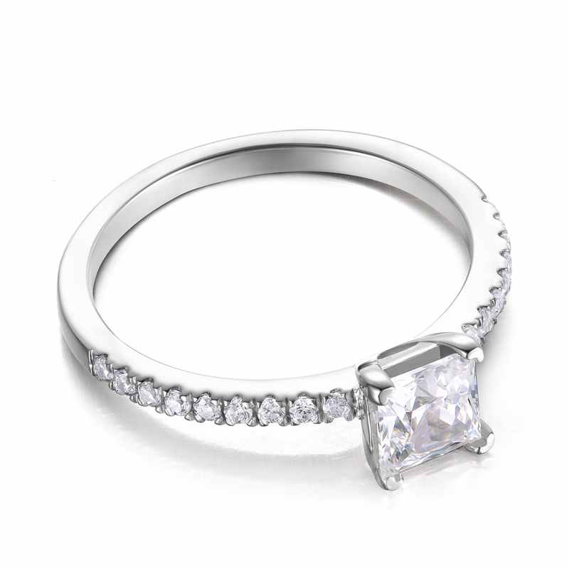 Side Stones Cushion Cut 925 Silver Engagement Rings