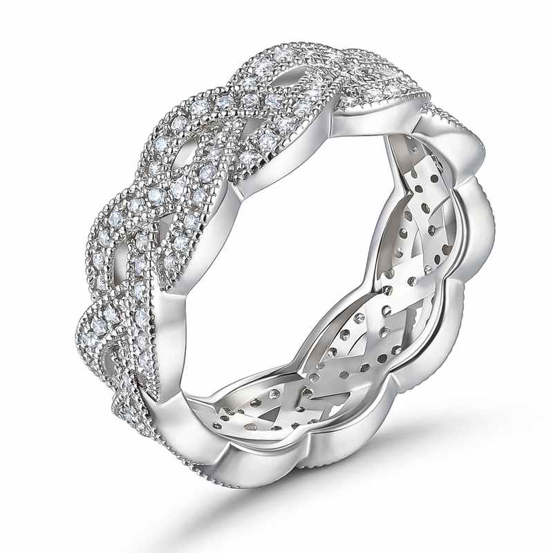 Intertwined Round Cut 925 Silver Women's Bands