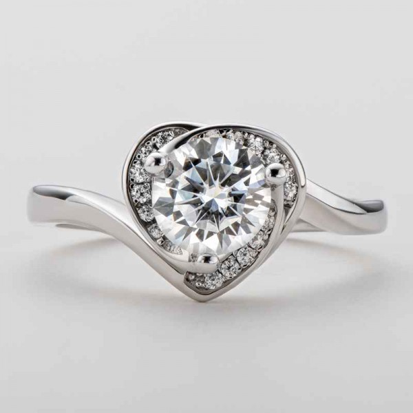 Heart Round Cut 925 Silver Engagement Rings