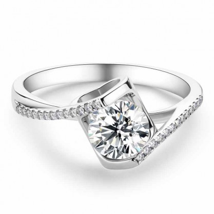 Bypass Round Cut 925 Silver Engagement Rings