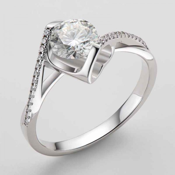 Bypass Round Cut 925 Silver Engagement Rings