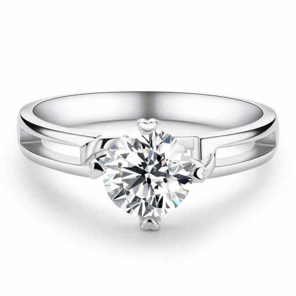 Solitaire Round Cut 925 Silver Engagement Rings