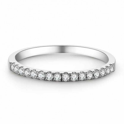 Side Stones Round Cut 925 Silver Women's Bands