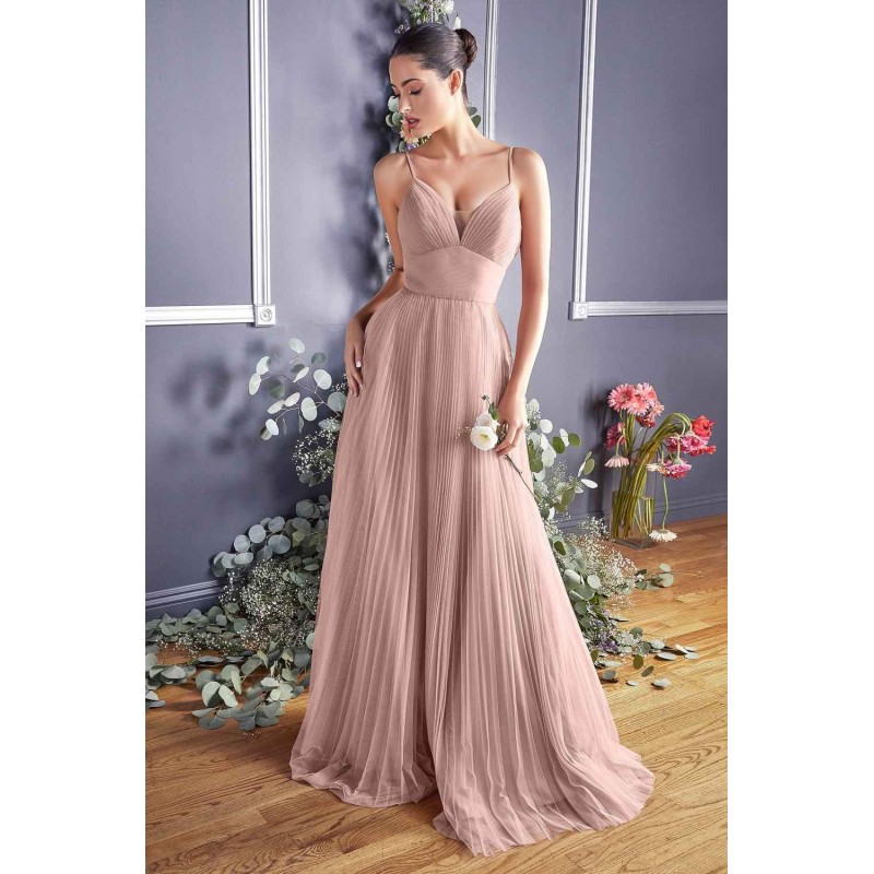 A-Line Tulle Dress With Gathered Sweetheart Neckline And Pleated Finish by Cinderella Divine -CD184
