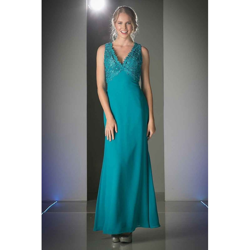 Lace Bodice Sateen Sheath Dress by Cinderella Divine -CH1506