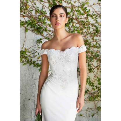 Fitted Off The Shoulder Bridal Gown By Cinderella Divine -CH238W