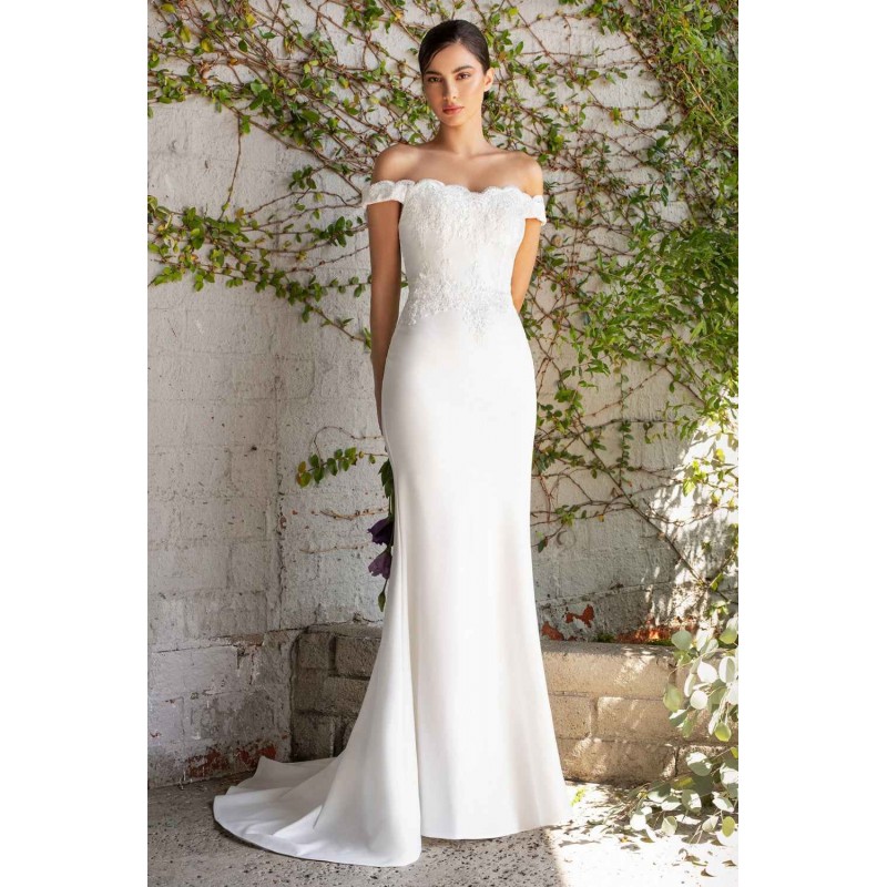 Fitted Off The Shoulder Bridal Gown By Cinderella Divine -CH238W