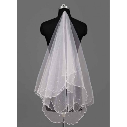 One-tier Waltz Bridal Veils With Scalloped Edge