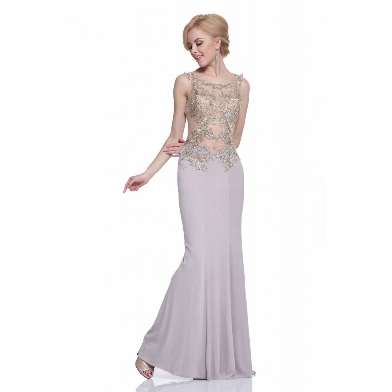 Lace Bodice Stretch Knit Sheath Dress by Cinderella Divine -C41