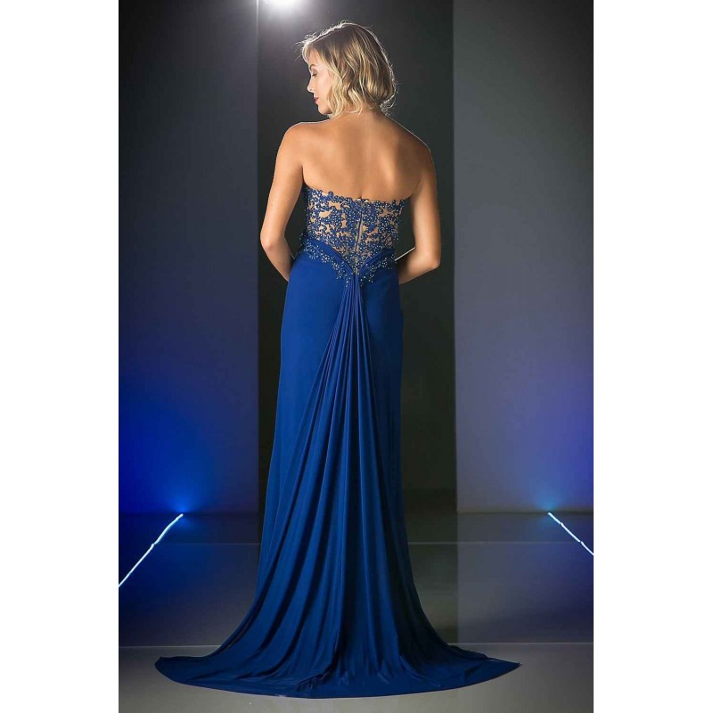 Beaded Lace Chiffon Sheath Dress by Cinderella Divine -2458