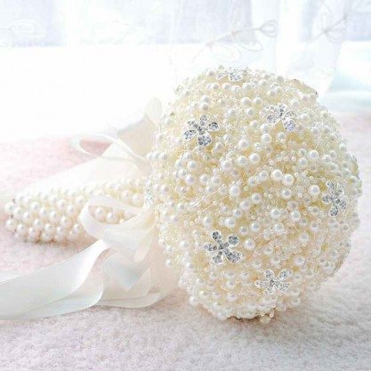 Classic Hand-tied Acrylic/Rhinestone/Imitation Pearl Bridal Bouquets (Sold in a single piece) - Bridal Bouquets
