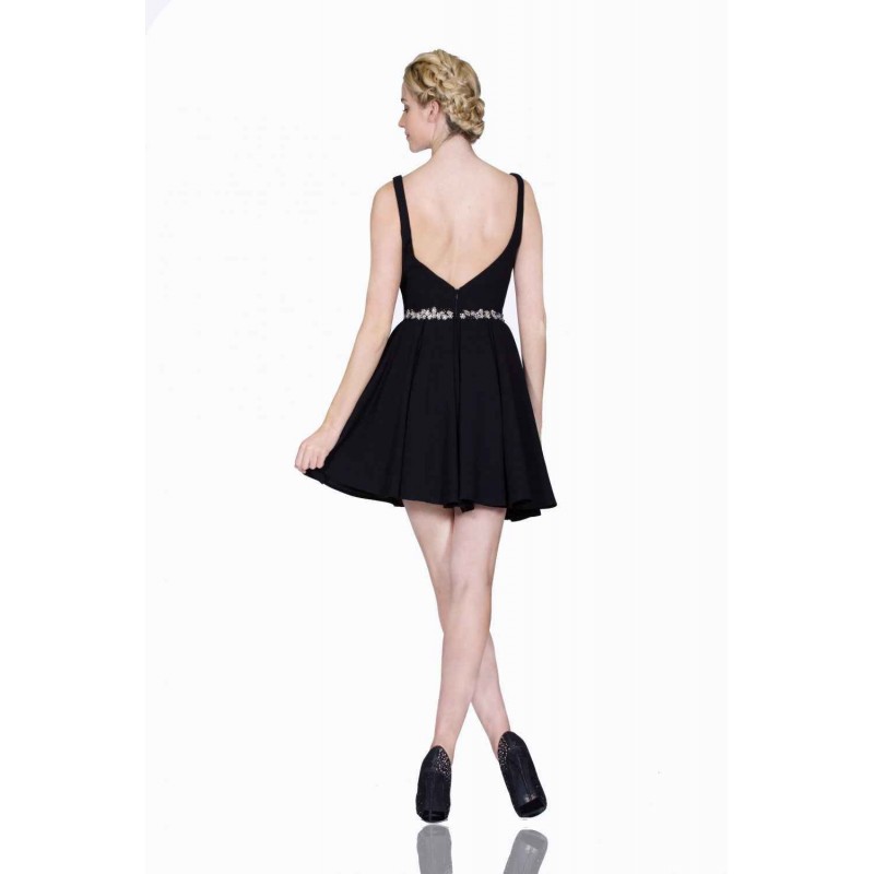 Embellished Deep V-Neck Short A-Line Dress By Cinderella Divine -CJ803
