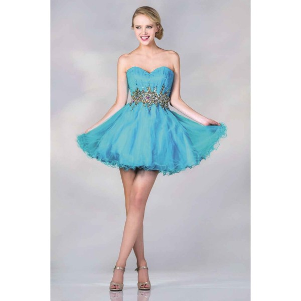 Beaded Tulle Short Dress By Cinderella Divine - JC870