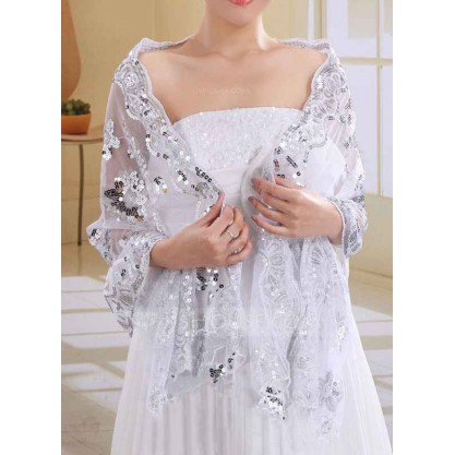 Lace Sequined Wedding Shawl