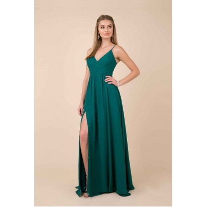 Plus Size Long V-Neck Dress With Slit By Nox Anabel -R275P