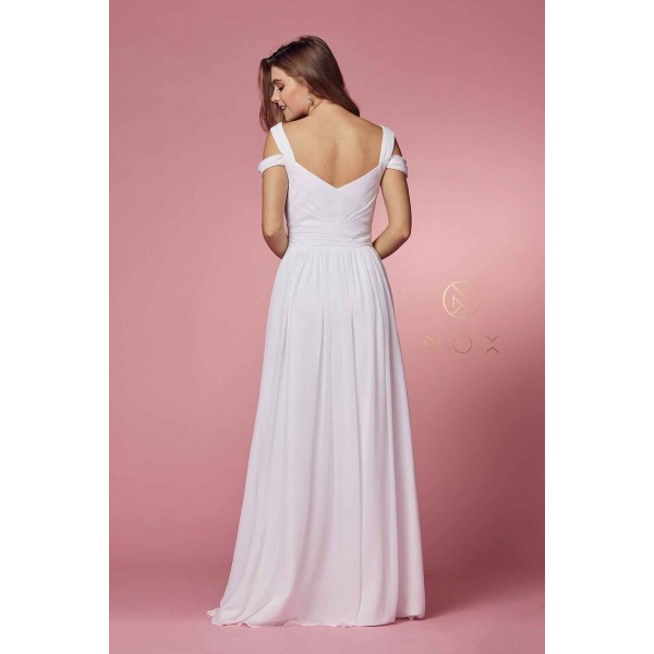Plus Size Long A-Line Cold Shoulder Dress By Nox Anabel -Y277WP