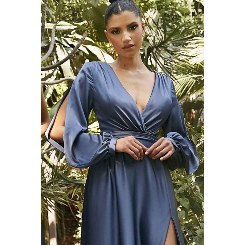 Long Sleeve Satin Dress-01 by Cinderella Divine -7475