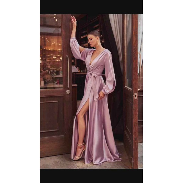 Long Sleeve Satin Dress-01 by Cinderella Divine -7475