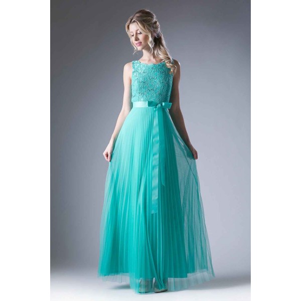A-Line Dress With Lace Bodice And Pleated Tulle Skirt by Cinderella Divine -A1615
