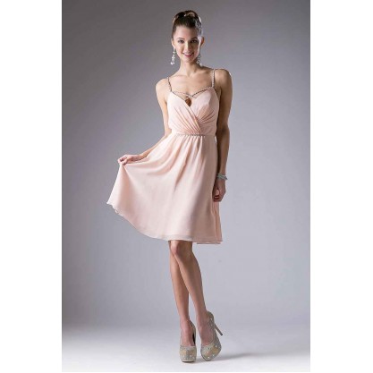Ruched Short V-Neck Dress by Cinderella Divine -1009