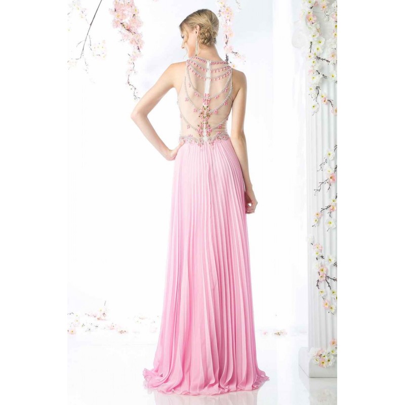 Beaded Bodice Chiffon Sheath Dress by Cinderella Divine -CR742