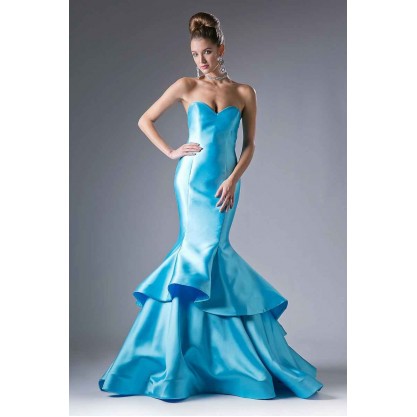 Strapless Mermaid Mikado Gown With Layered Train And Sweetheart Neckline by Cinderella Divine -13480