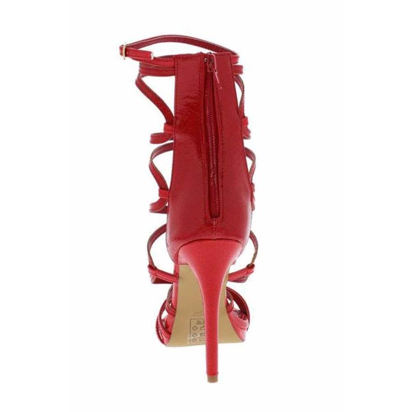 Origin Red Strappy Open Toe Extended Ankle Stiletto Heel