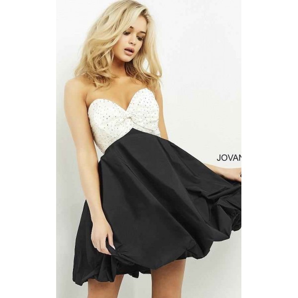 Jovani Short Strapless Beaded Bubble Dress 05350