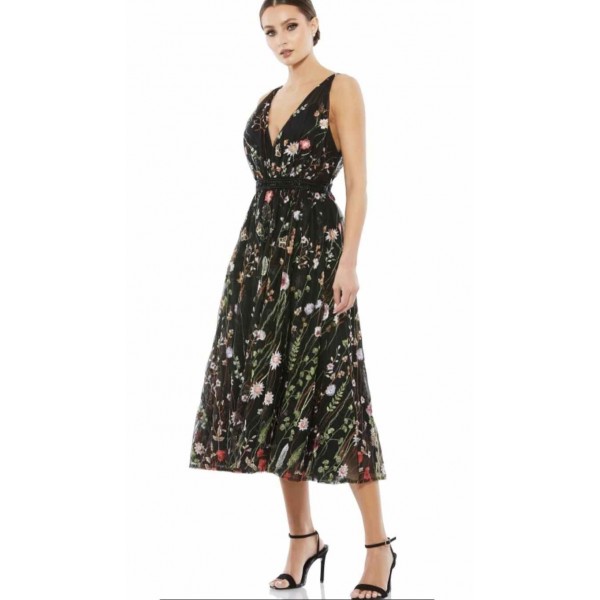 Mac Duggal Sleeveless Floral Midi Dress 26557