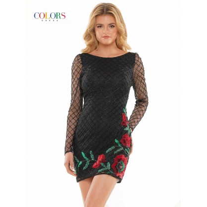 Colors Long Sleeve Homecoming Cocktail Dress 2803