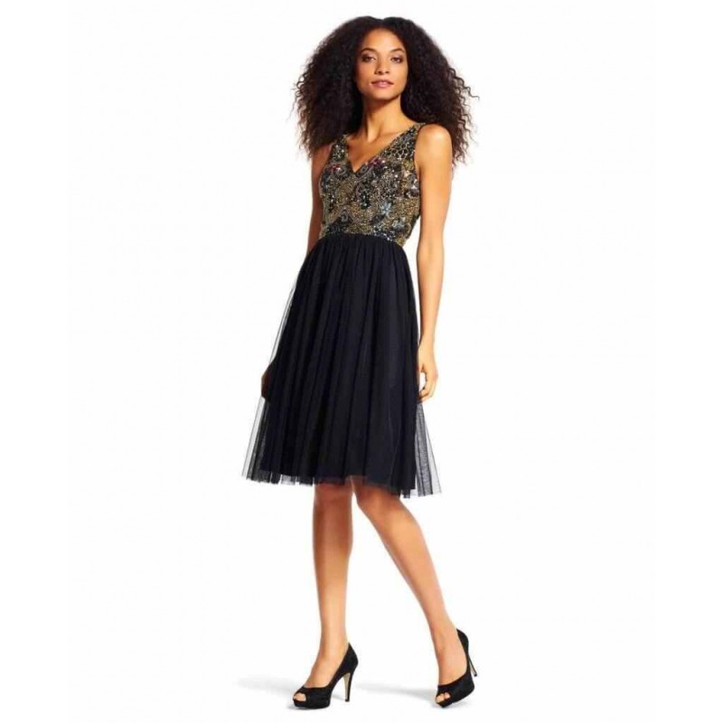 Adrianna Papell Short Sleeveless Cocktail Party Dress
