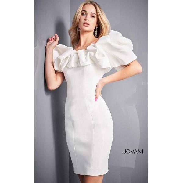 Jovani Short Off the Shoulder Cocktail Dress 04367
