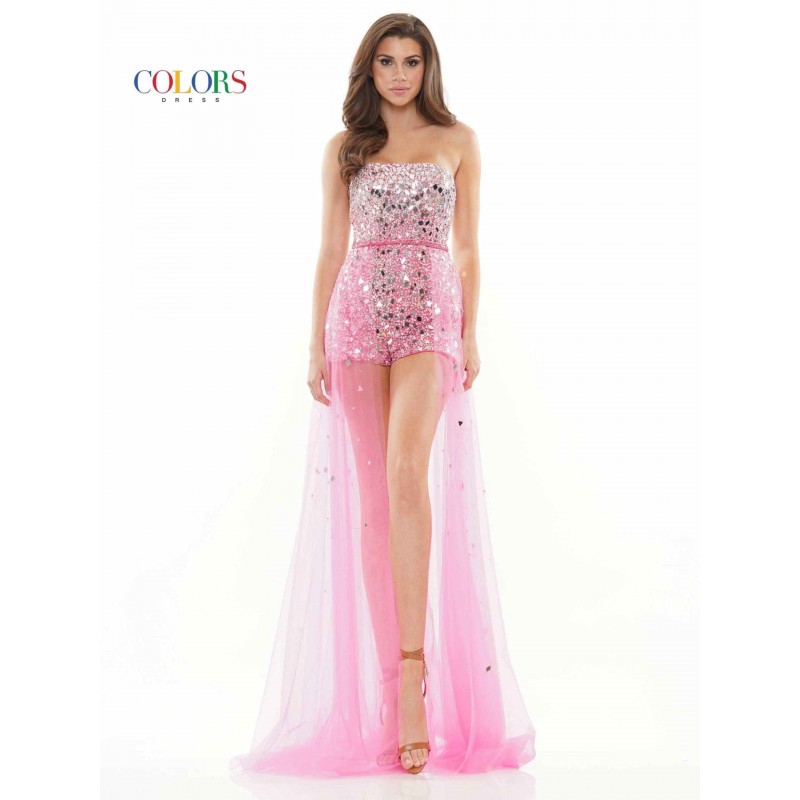 Colors Prom Short Romper Tulle Skirt Overlay 2445